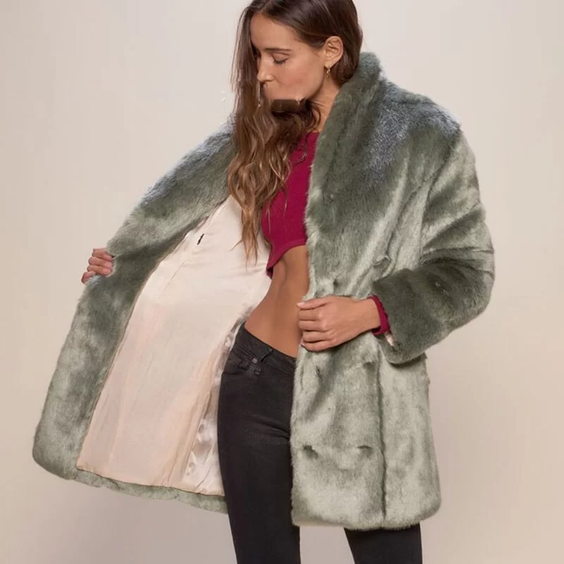 Manteau Fausse Fourrure Pour Femme De Lapin