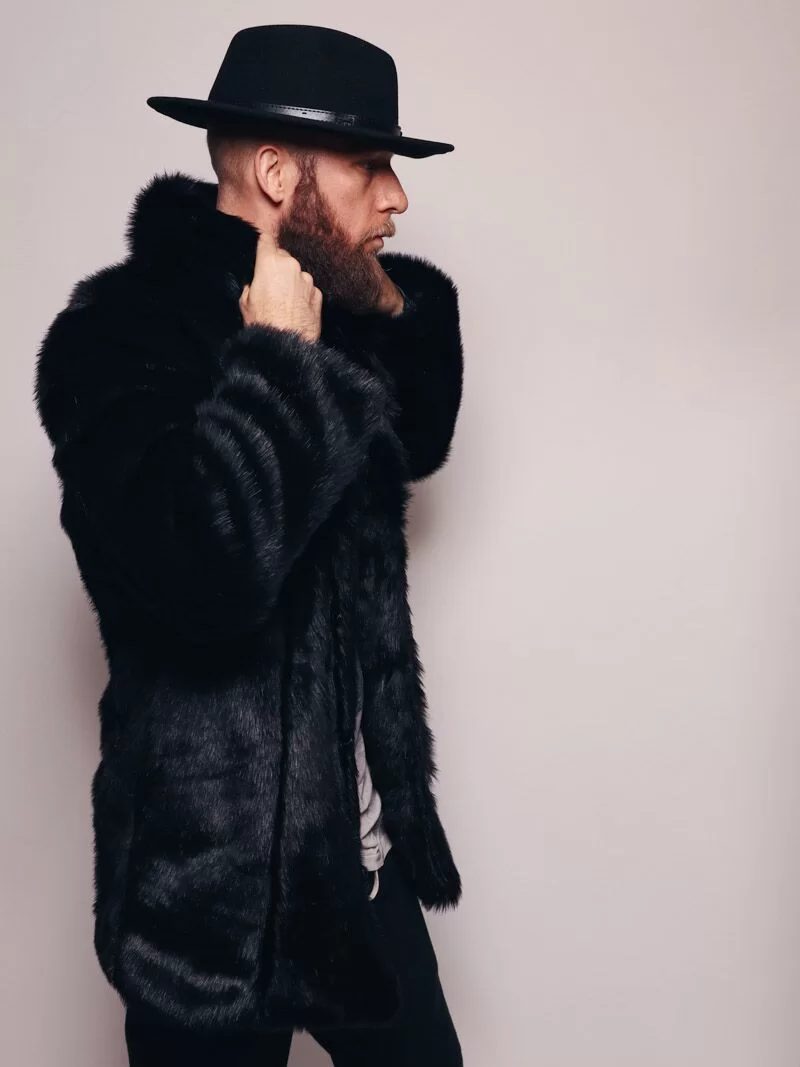 Manteau en fausse fourrure de panthère noire – Image 5