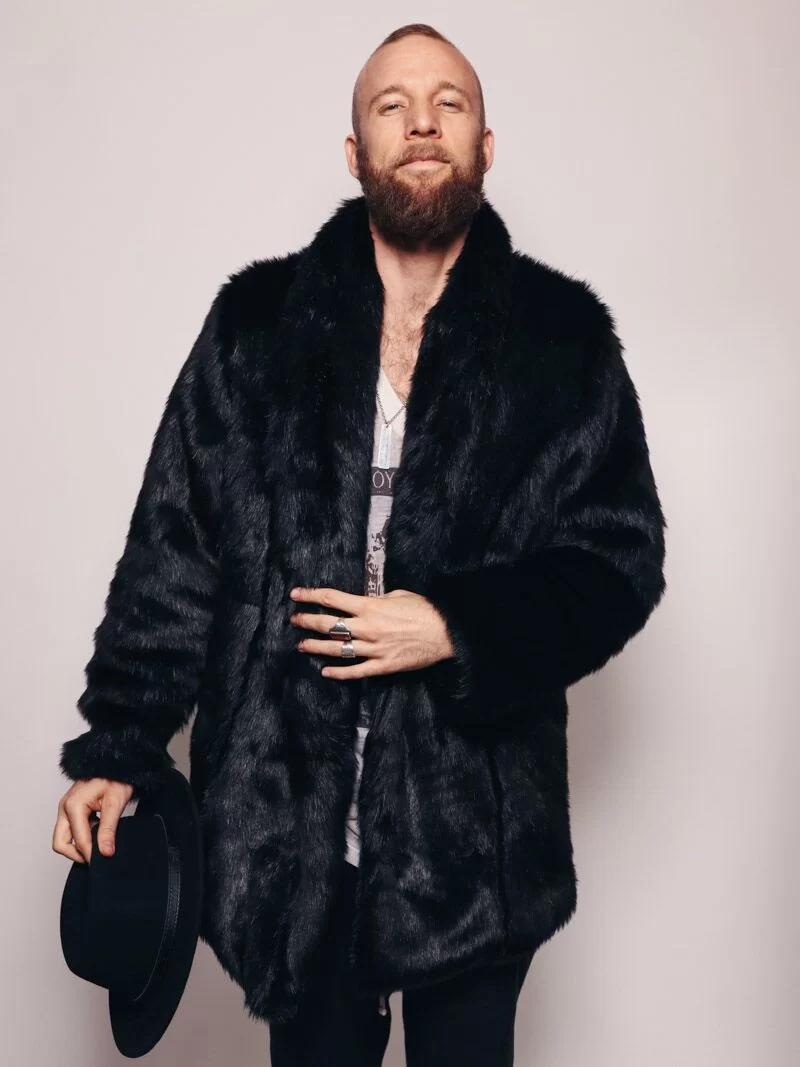 Manteau en fausse fourrure de panthère noire – Image 6