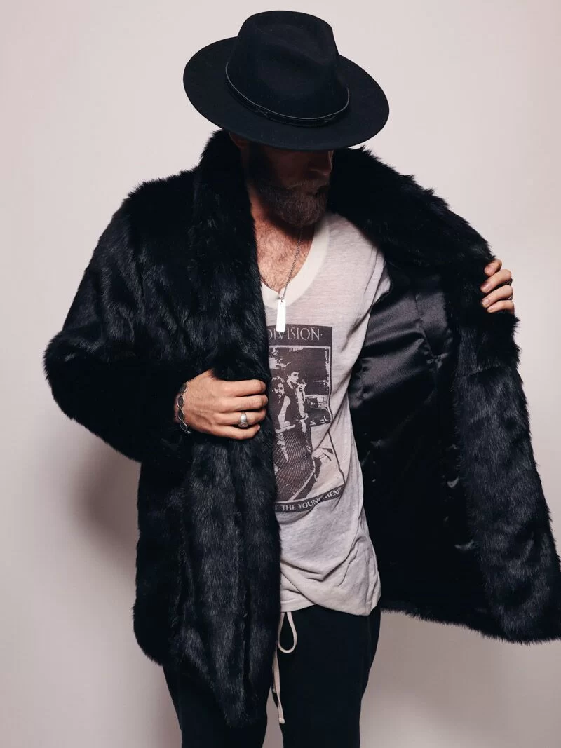 Manteau en fausse fourrure de panthère noire – Image 2
