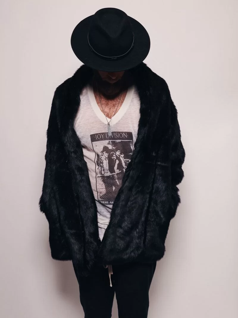 Manteau en fausse fourrure de panthère noire – Image 4