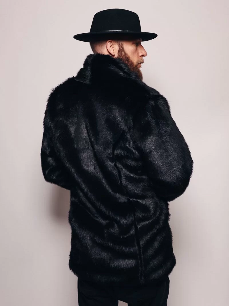 Manteau en fausse fourrure de panthère noire – Image 3