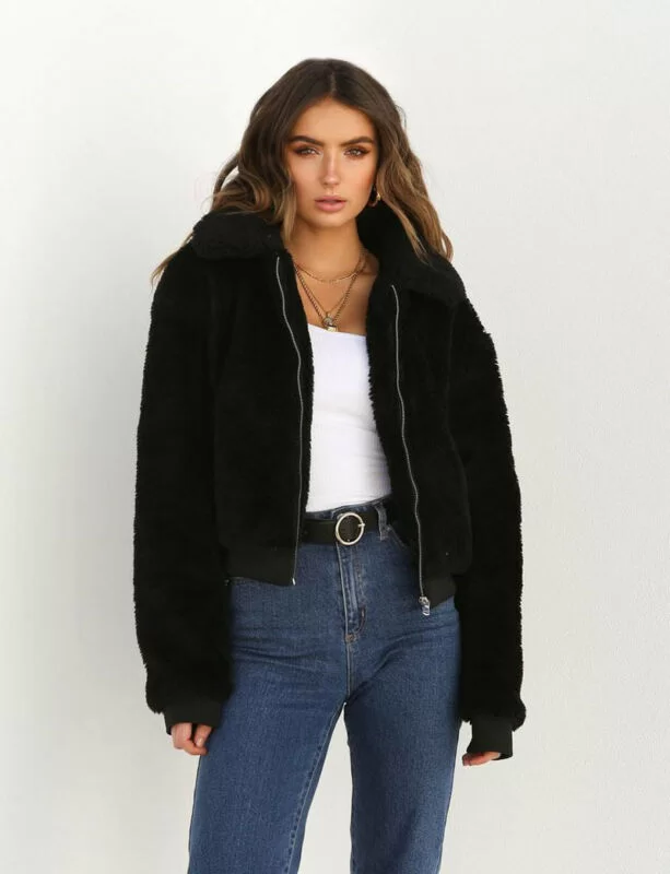 veste marron en moumoute pour femme – Image 4