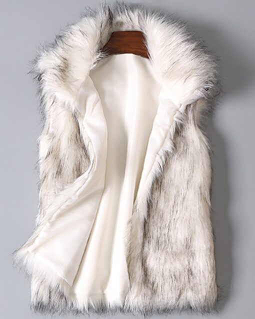 GILET EN FAUSSE FOURRURE DE RENARD BLANC