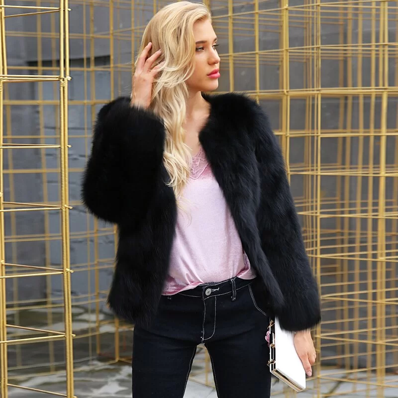 Veste En Fausse Fourrure Noir De Jaguar | Femme 4 Veste En Fausse Fourrure Noir De Jaguar | Femme – Image 4
