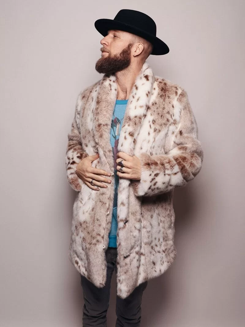 Manteau en fausse fourrure de léopard des neiges sibérien
