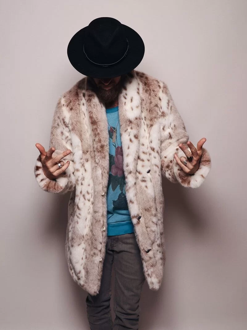 Manteau en fausse fourrure de léopard des neiges sibérien