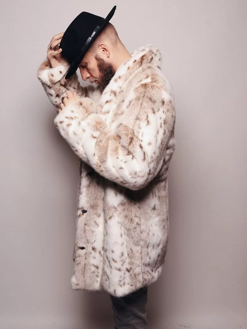 MANTEAU EN FAUSSE FOURRURE DE LÉOPARD DES NEIGES DE SYBERIE