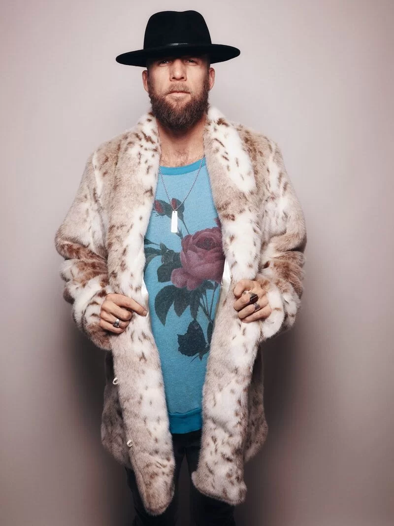 MANTEAU EN FAUSSE FOURRURE DE LÉOPARD DES NEIGES SIBÉRIEN