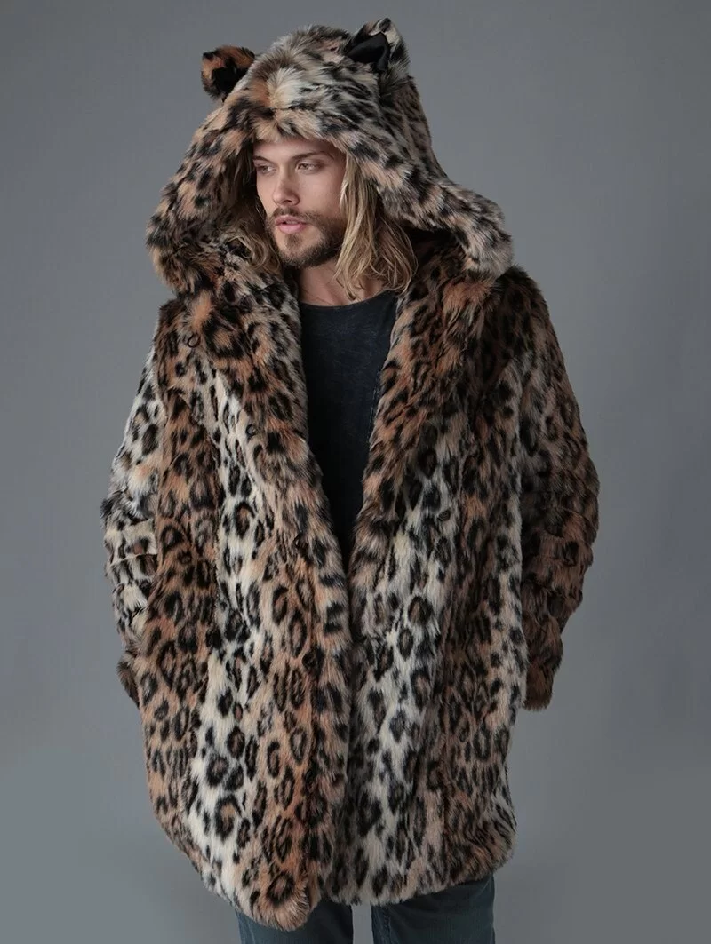Manteau À capuche en fausse fourrure de léopard – Image 3