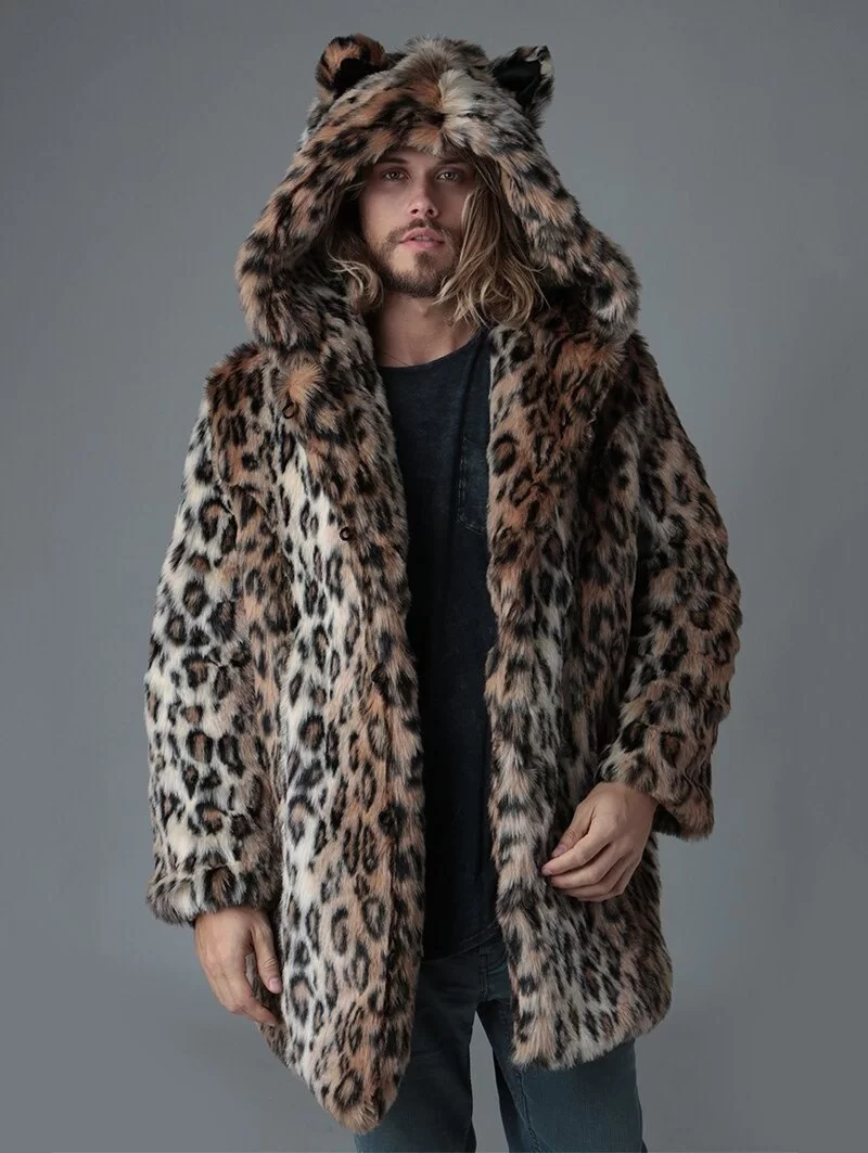 MANTEAU EN FAUSSE FOURRURE DE LÉOPARD