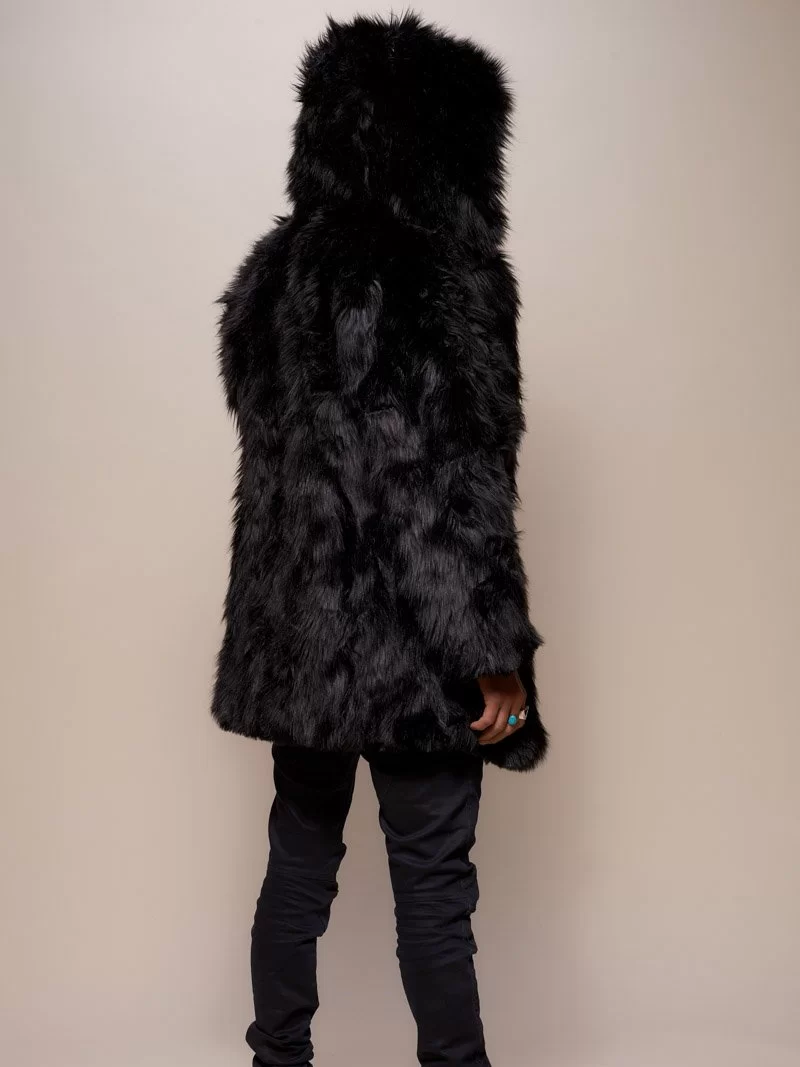 MANTEAU À CAPUCHE EN FAUSSE FOURRURE LOUP NOIR