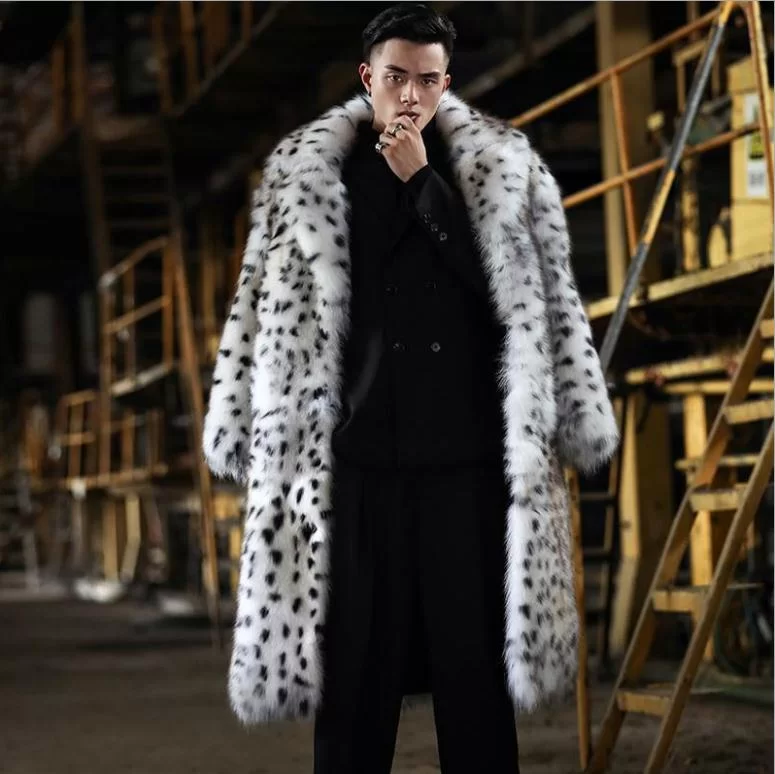 MANTEAU LONG EN FAUSSE FOURRURE DE LÉOPARD DES NEIGES – Image 2