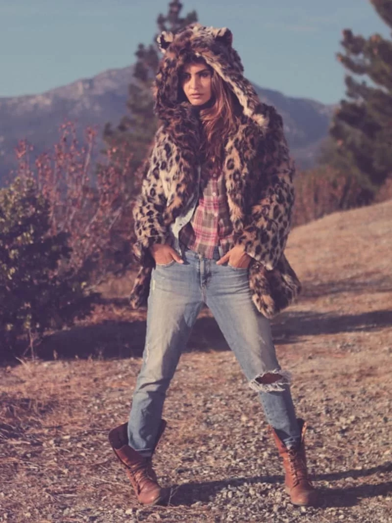 Manteau en Fausse Fourrure de Léopard avec Capuche | Femme – Image 6