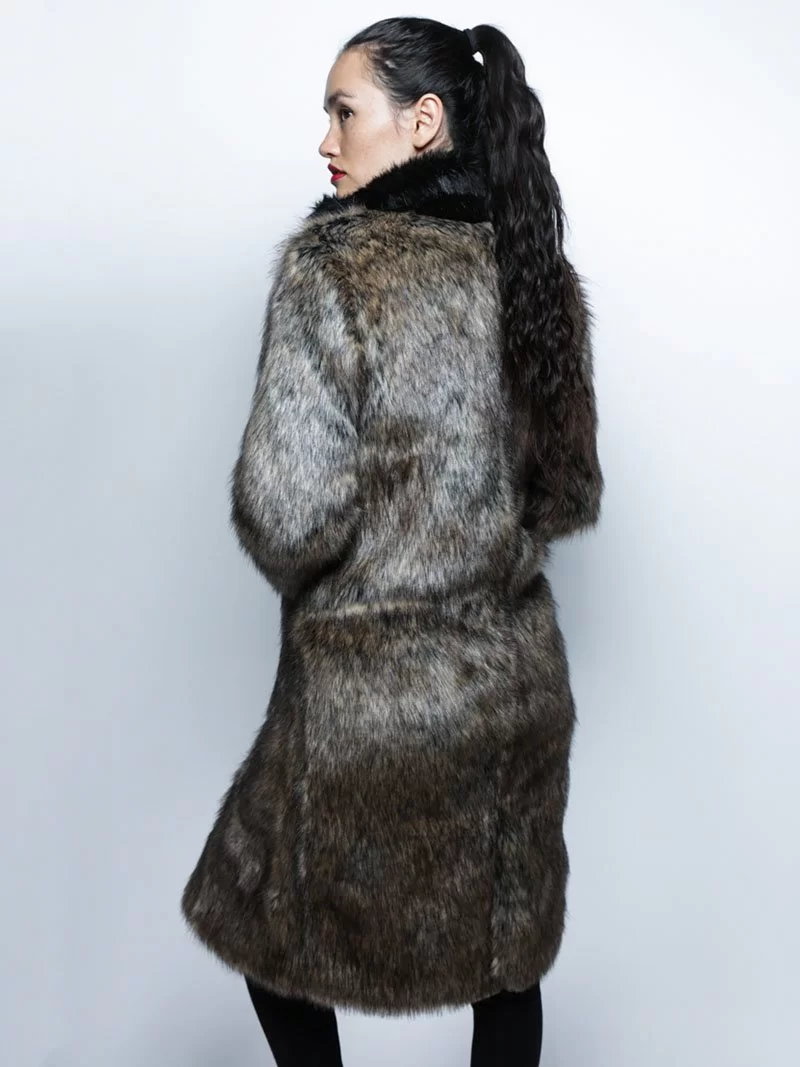Manteau à Capuche en Fausse Fourrure Loup Noir | Femme 3 Manteau à Capuche en Fausse Fourrure Loup Noir | Femme – Image 3
