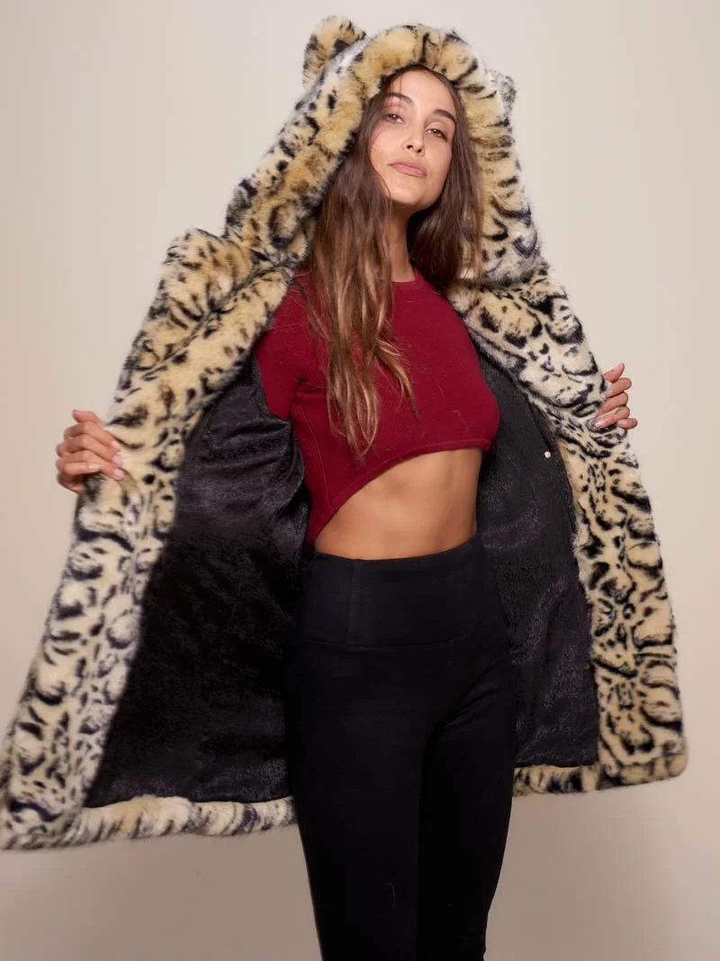 MANTEAU À CAPUCHE EN FAUSSE FOURRURE GUÉPARD