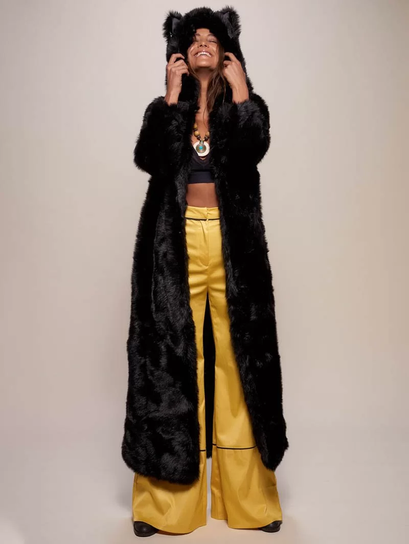 Manteau Fausse Fourrure De Luxe Loup Noir | Femme – Image 3