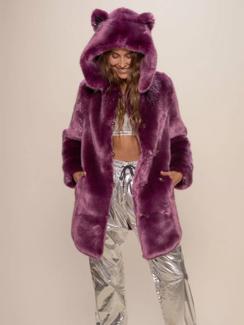 Manteau a Capuche En Fausse Fourrure Loup Femme