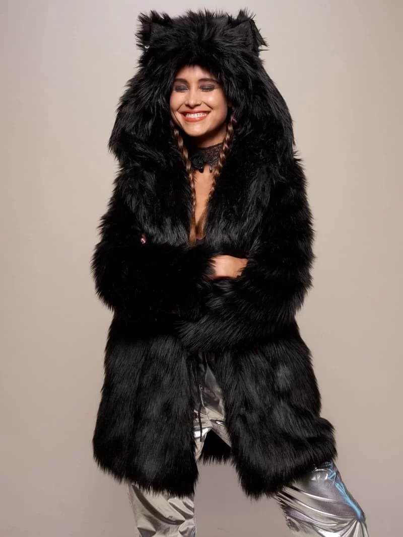 Manteau a capuche en fausse fourrure loup noir | Femme 2 MANTEAU EN FAUSSE FOURRURE DE LOUP