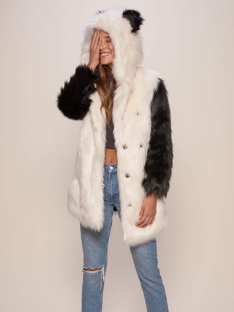 Manteau à capuche en fausse fourrure panda, femme 5 MANTEAU PANDA SOURIRE