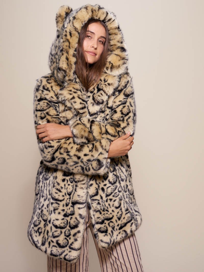 Manteau en Fausse Fourrure Ocelot avec Capuche | Femme 4 MANTEAU À CAPUCHE EN FAUSSE FOURRURE GUÉPARD fermé