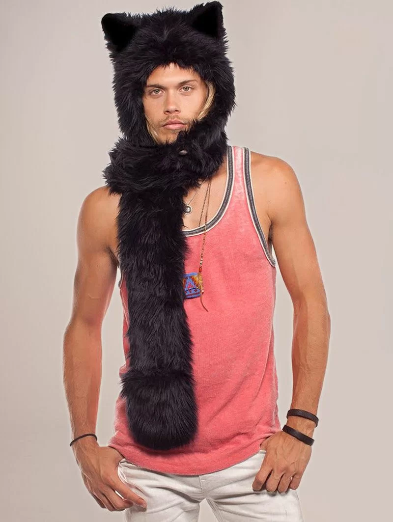 écharpe capuche loup noir