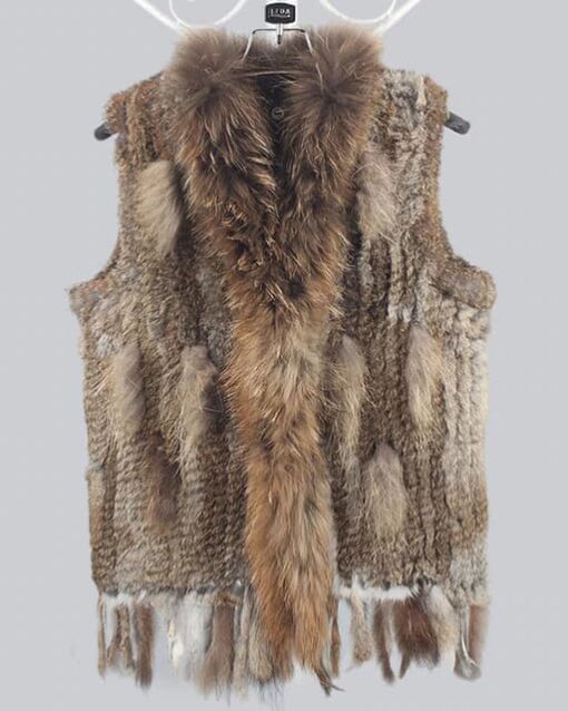 GILET EN FAUSSE FOURRURE DE COYOTE