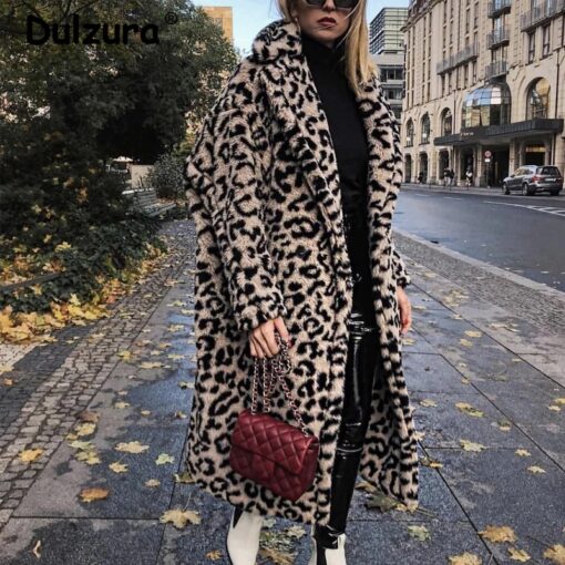 manteau fausse fourrure leopard femme