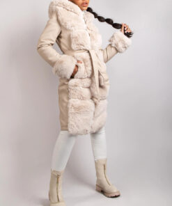 Manteau fausse fourrure femme à capuche