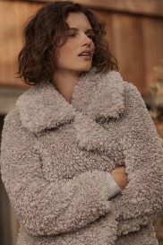 Manteau femme bouclette gris