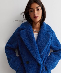 Manteau bouclette femme Bleu