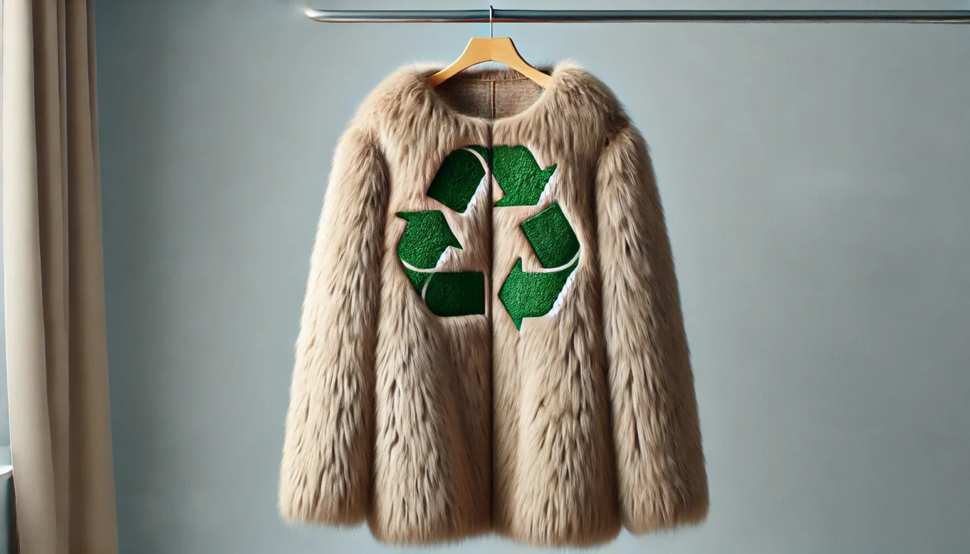 Manteau en fausse fourrure éco-responsable fabriqué à partir de matériaux recyclés, design simple et élégant