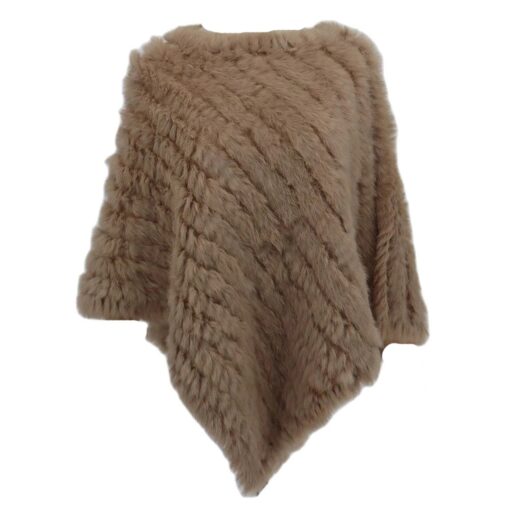 Poncho en fausse fourrure beige