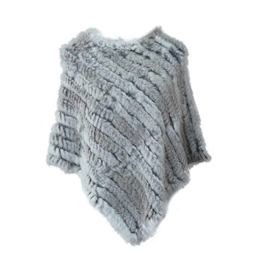 Poncho en fausse fourrure gris