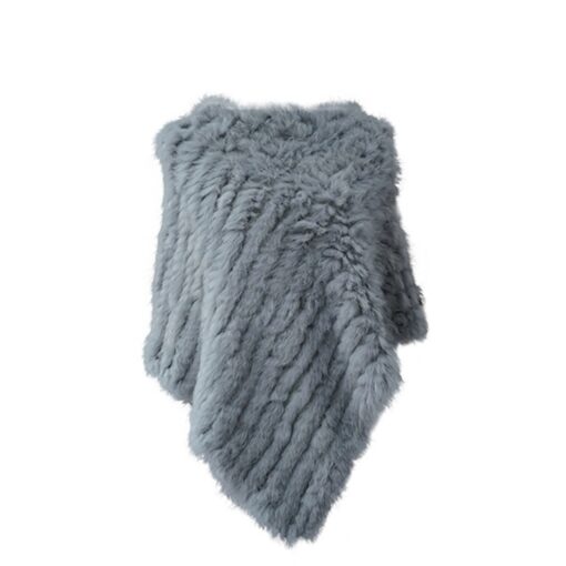 Poncho en fausse fourrure gris souris