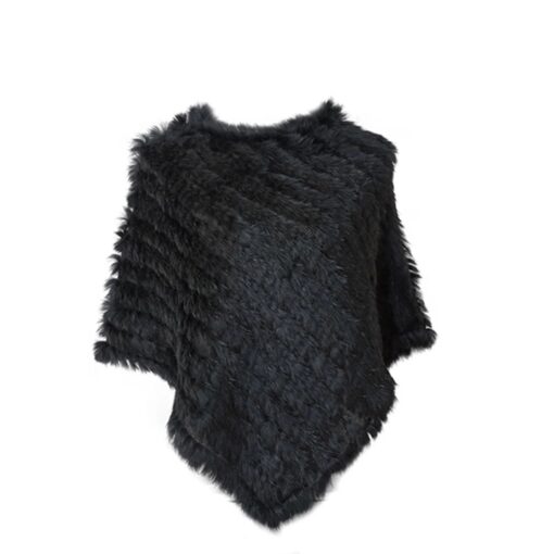 Poncho en fausse fourrure noir