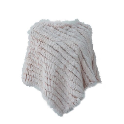 Poncho en fausse fourrure rose clair