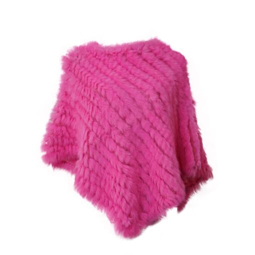 Poncho en fausse fourrure rose rouge