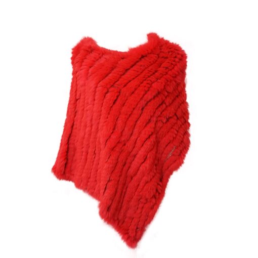 Poncho en fausse fourrure rouge