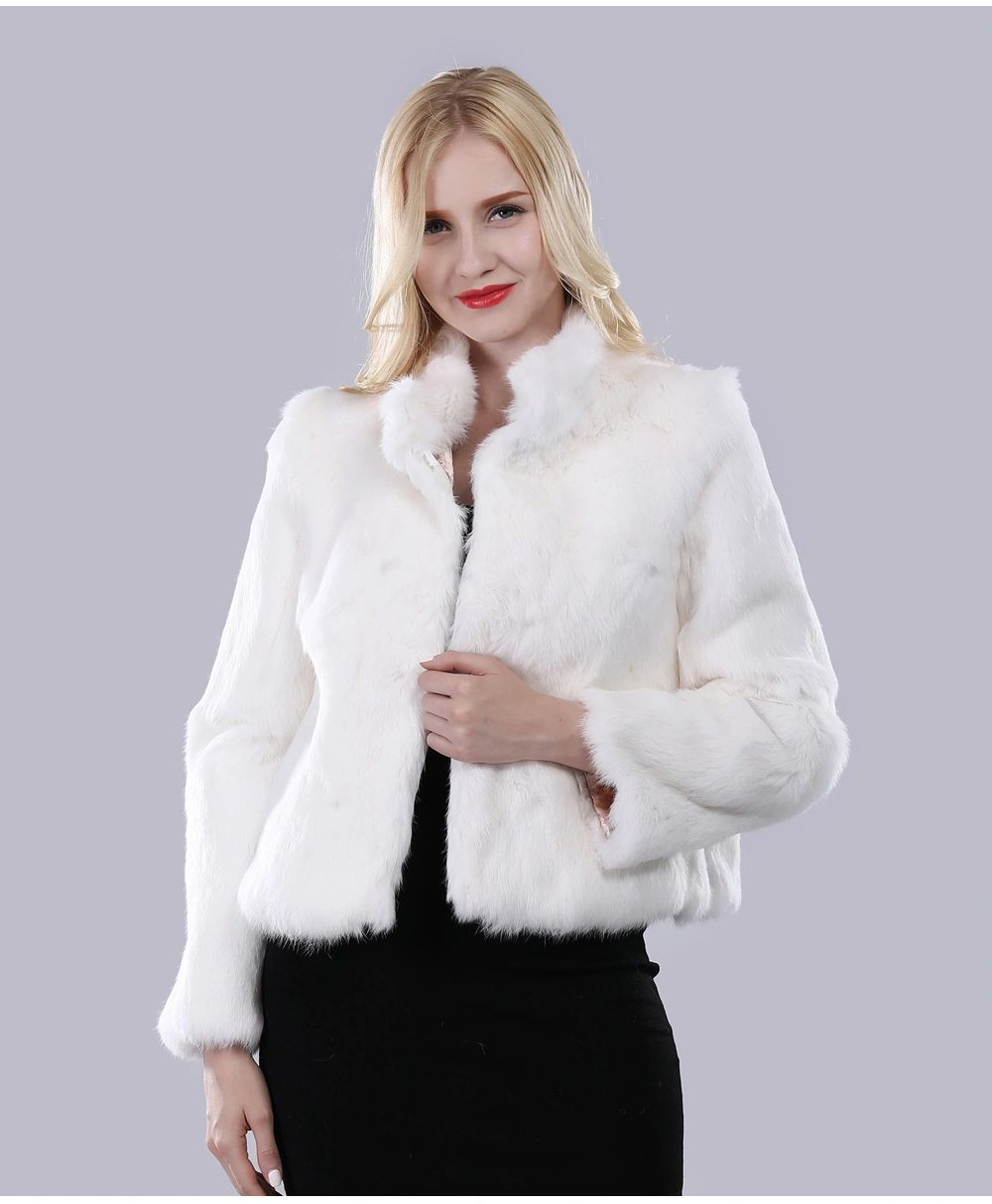 Veste fausse fourrure blanche fermée