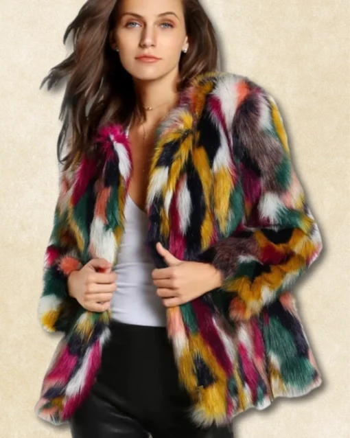 Veste Fausse Fourrure Festival de couleurs