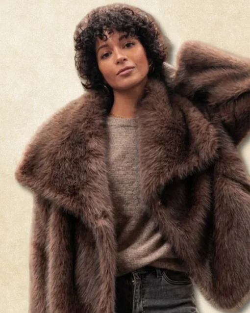 Veste Fausse Fourrure Vintage Avec Col Rabattu