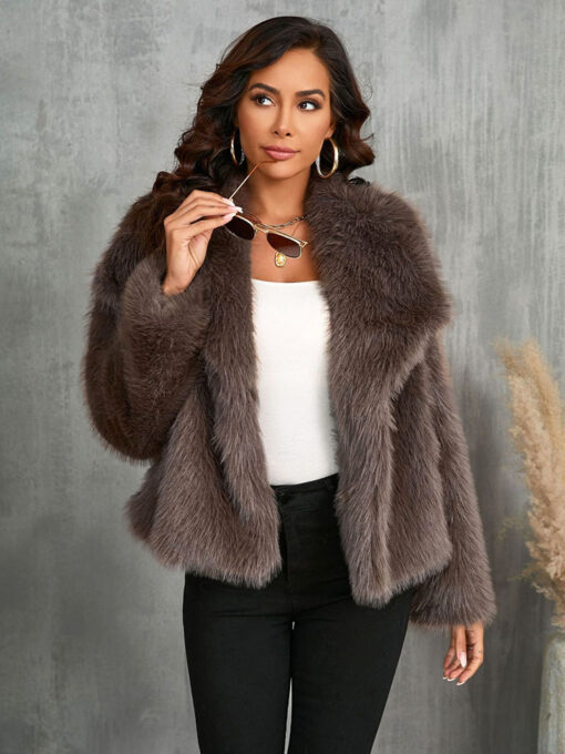 Veste Fluffy Glamour marron (1)