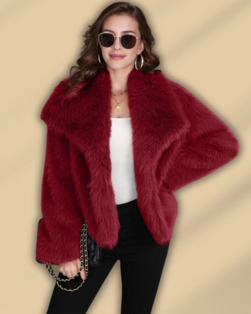 Veste Fluffy Glamour rouge