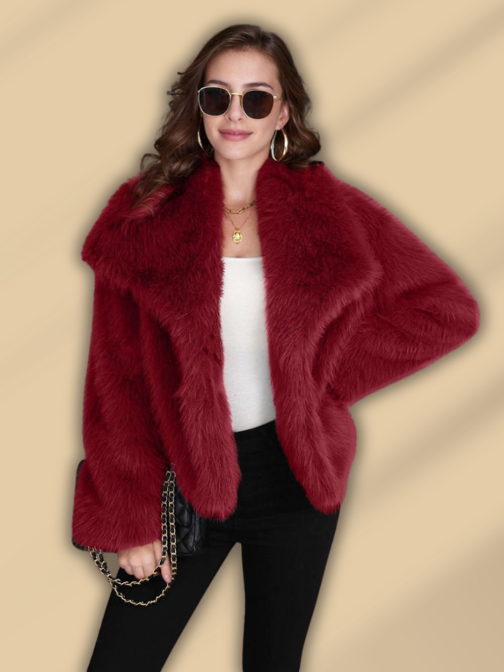 Veste Fluffy Glamour rouge