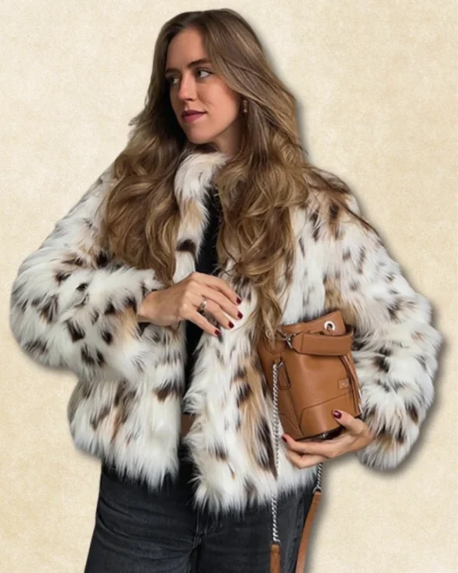 Veste Léopard en Fausse Fourrure