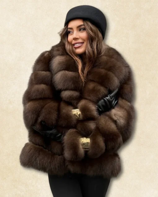 Veste en fausse fourrure marron High Street