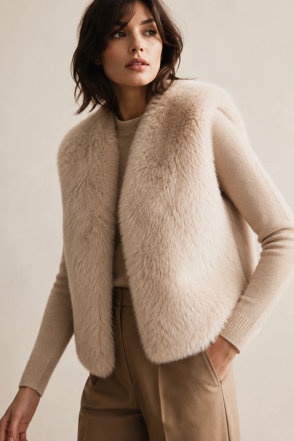 Gilet fausse fourrure femme